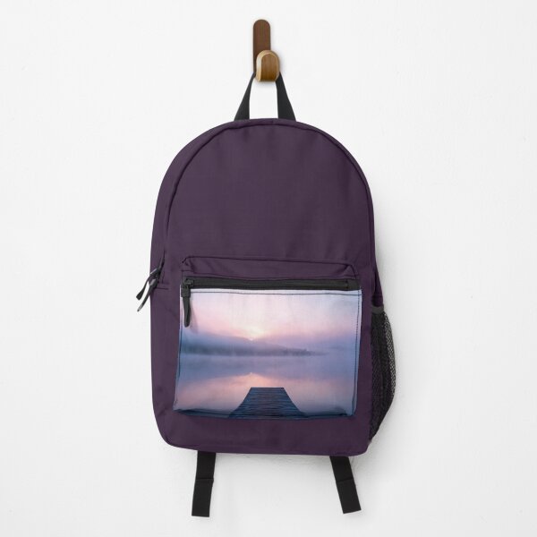Item preview, Serene Misty Lake Sunrise with Wooden Dock designed and sold by Dezinix.