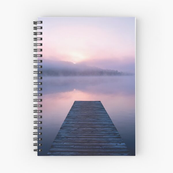 Item preview, Serene Misty Lake Sunrise with Wooden Dock designed and sold by Dezinix.