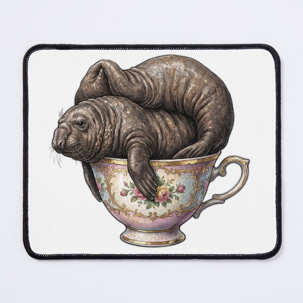 Item preview, Neil the Seal in a Vintage Teacup Surreal Art designed and sold by ryanguas.