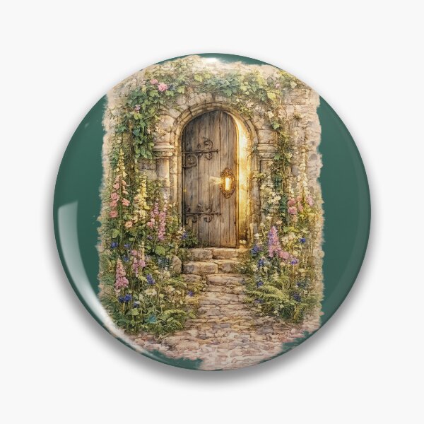 Item preview, Secret Garden Door Watercolor Illustration – Enchanted Cottagecore Fantasy Wall Art designed and sold by MagicMakerPh.