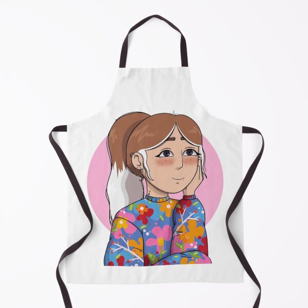 Item preview, Dreamy cartoon girl with ponytail and colorful floral sweater designed and sold by ViniBall.