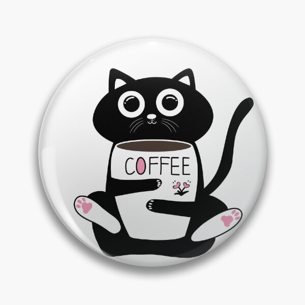 Item preview, Cute black cat drinking coffee -Monday cat designed and sold by Min659.