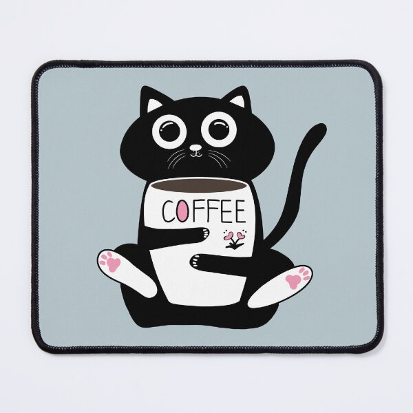 Item preview, Cute black cat drinking coffee -Monday cat designed and sold by Min659.