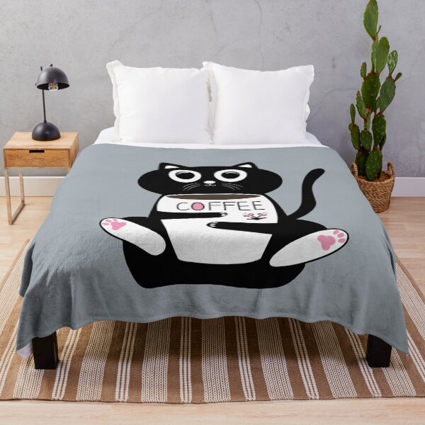Item preview, Cute black cat drinking coffee -Monday cat designed and sold by Min659.