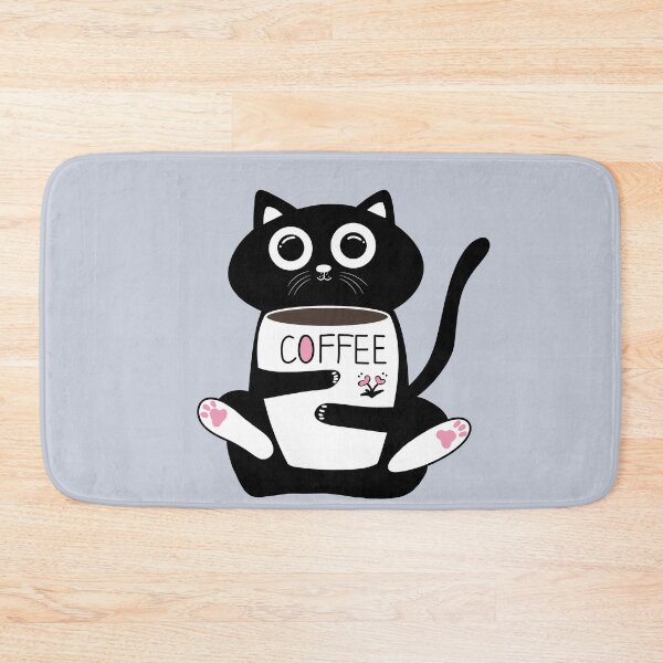 Item preview, Cute black cat drinking coffee -Monday cat designed and sold by Min659.