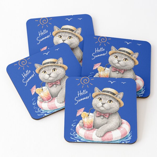 Item preview, Hello Summer Cat – Cute Pool Float Vacation Kitty Party designed and sold by lematworks.