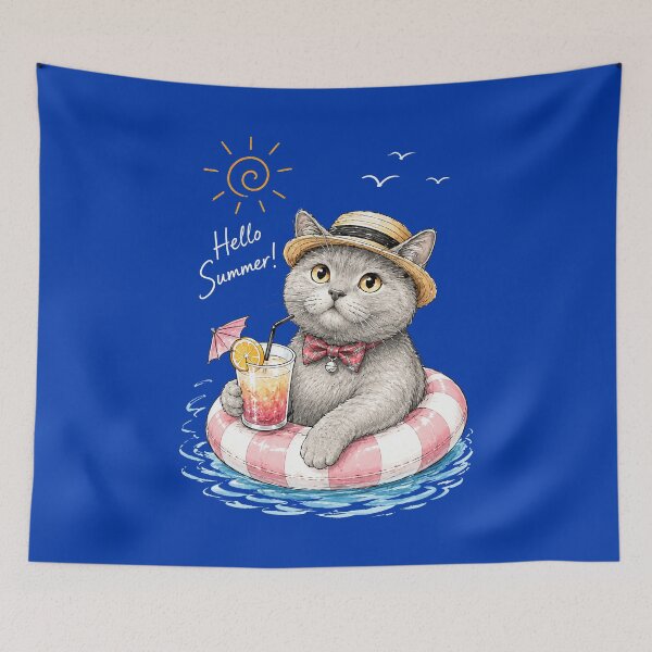 Item preview, Hello Summer Cat – Cute Pool Float Vacation Kitty Party designed and sold by lematworks.