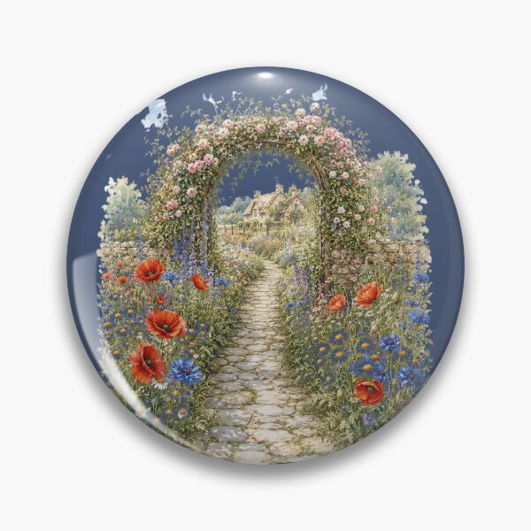 Item preview, Cottage Garden Path Watercolor Illustration – Romantic Wildflower Cottagecore Landscape Art designed and sold by MagicMakerPh.