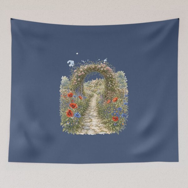 Item preview, Cottage Garden Path Watercolor Illustration – Romantic Wildflower Cottagecore Landscape Art designed and sold by MagicMakerPh.