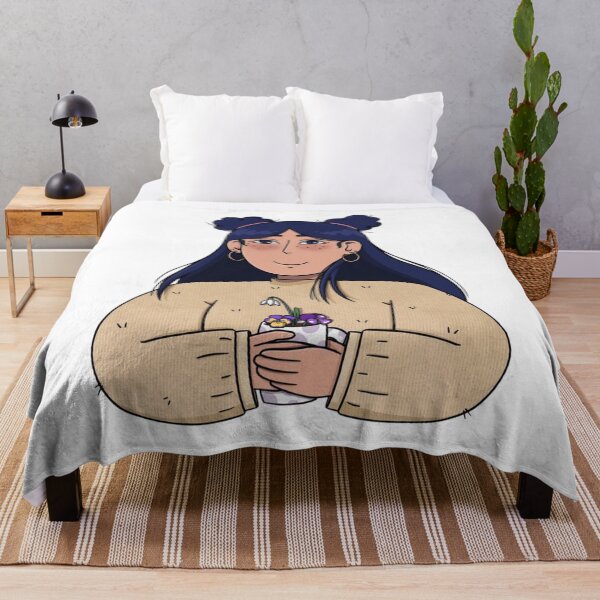 Item preview, Smiling girl with dark hair holding small flower pot designed and sold by ViniBall.