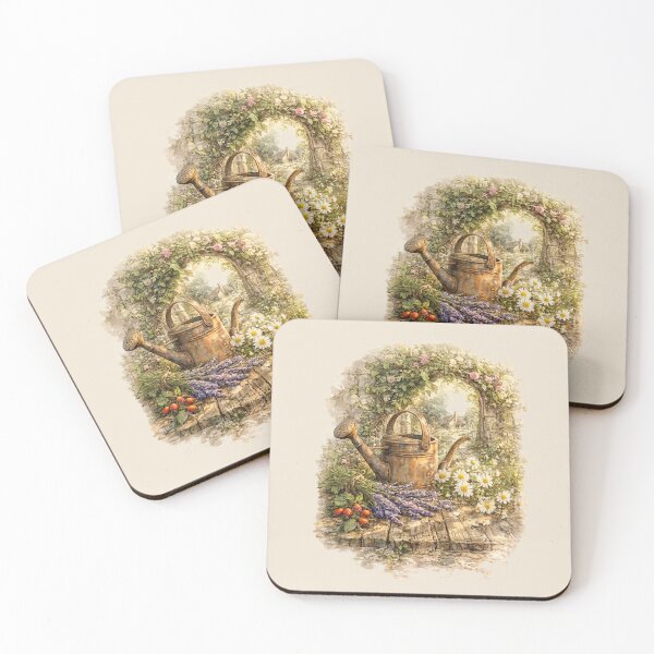 Item preview, Vintage Watering Can Watercolor Illustration – Rustic Cottage Garden Botanical Art designed and sold by MagicMakerPh.