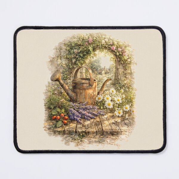 Item preview, Vintage Watering Can Watercolor Illustration – Rustic Cottage Garden Botanical Art designed and sold by MagicMakerPh.