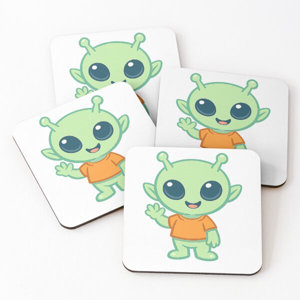 Item preview, Cute Friendly Alien Waving Doodle designed and sold by Stick It Wear It.