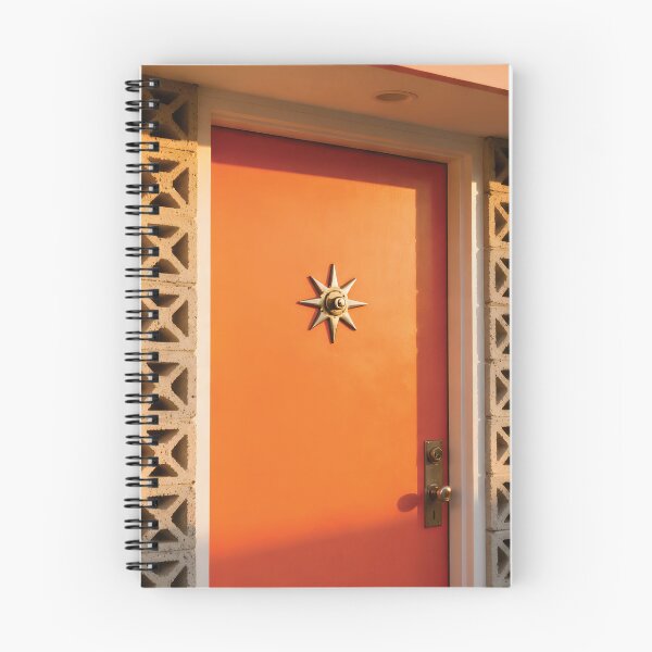 Item preview, Retro Mid-Century Modern Orange Door with Star Knocker and Breeze Blocks photo designed and sold by Dezinix.