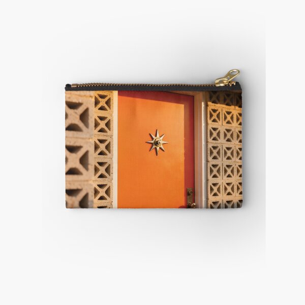 Item preview, Retro Mid-Century Modern Orange Door with Star Knocker and Breeze Blocks photo designed and sold by Dezinix.
