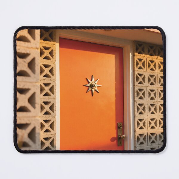 Item preview, Retro Mid-Century Modern Orange Door with Star Knocker and Breeze Blocks photo designed and sold by Ideeplyfeltit.