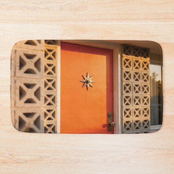 Item preview, Retro Mid-Century Modern Orange Door with Star Knocker and Breeze Blocks photo designed and sold by Ideeplyfeltit.