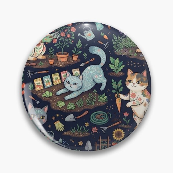 Item preview, Cute Gardening Cats Seamless Pattern with Flowers and Plants designed and sold by Iampoji.