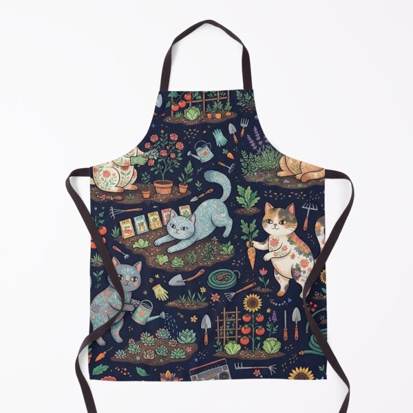 Item preview, Cute Gardening Cats Seamless Pattern with Flowers and Plants designed and sold by Iampoji.
