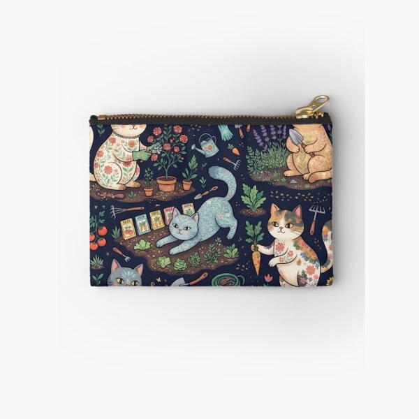 Item preview, Cute Gardening Cats Seamless Pattern with Flowers and Plants designed and sold by Iampoji.
