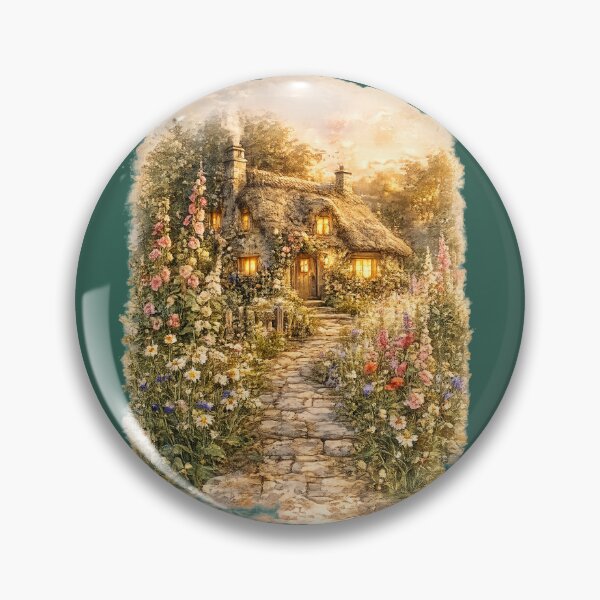 Item preview, Thatched Cottage Watercolor Illustration – Cozy Wildflower Meadow Cottagecore Art designed and sold by MagicMakerPh.