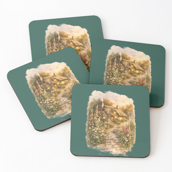 Item preview, Thatched Cottage Watercolor Illustration – Cozy Wildflower Meadow Cottagecore Art designed and sold by MagicMakerPh.