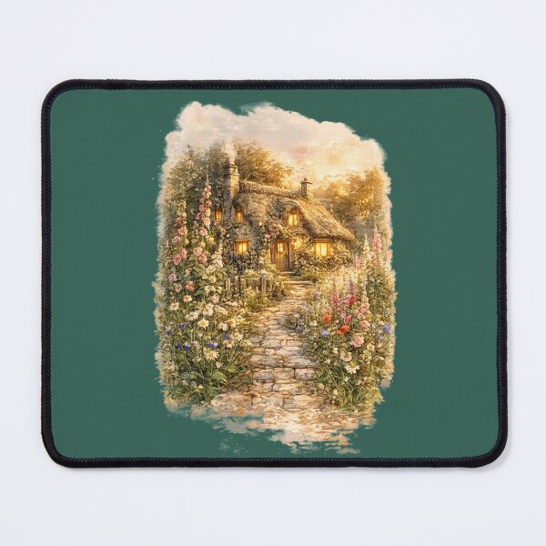 Item preview, Thatched Cottage Watercolor Illustration – Cozy Wildflower Meadow Cottagecore Art designed and sold by MagicMakerPh.
