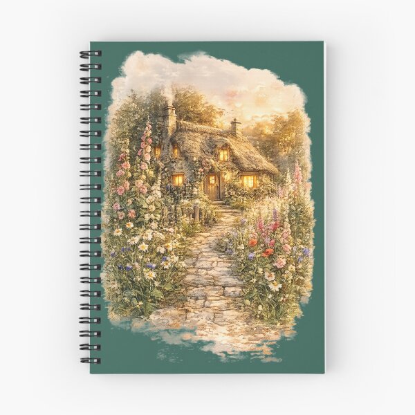 Item preview, Thatched Cottage Watercolor Illustration – Cozy Wildflower Meadow Cottagecore Art designed and sold by MagicMakerPh.