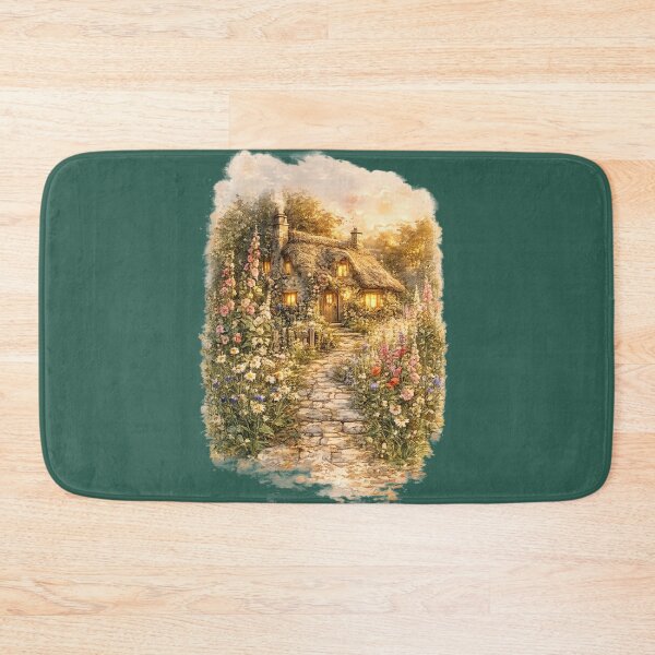 Item preview, Thatched Cottage Watercolor Illustration – Cozy Wildflower Meadow Cottagecore Art designed and sold by MagicMakerPh.