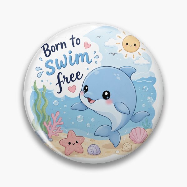 Item preview, Cute Kawaii Baby Blue Dolphin Sticker designed and sold by Snikdha.