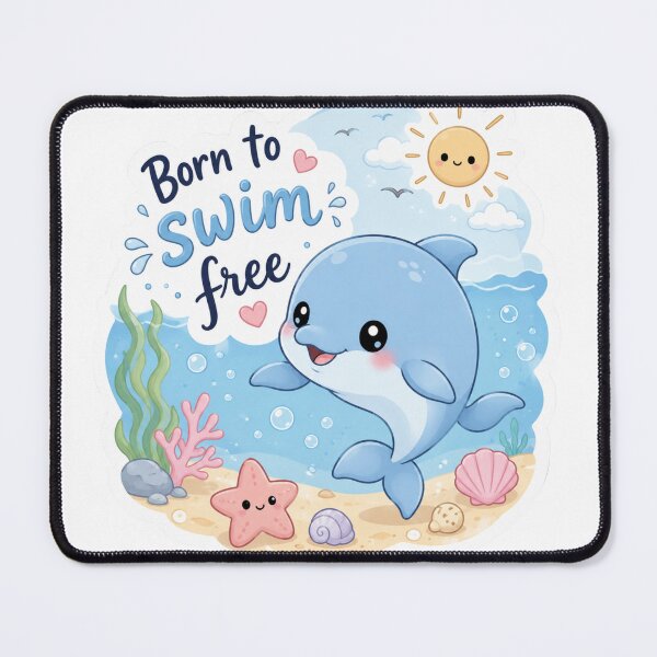 Item preview, Cute Kawaii Baby Blue Dolphin Sticker designed and sold by Snikdha.