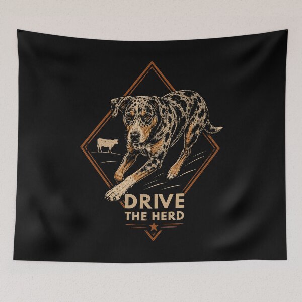 Item preview, Drive The Herd – Vintage Catahoula Leopard Dog Ranch Badge designed and sold by RusticMeadow.