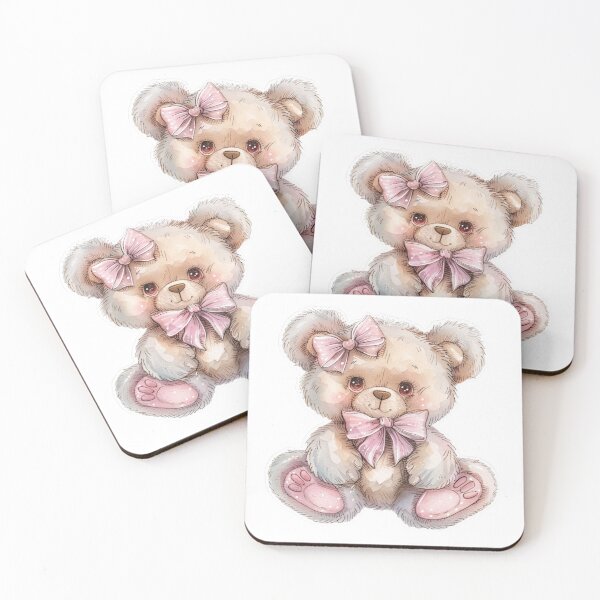 Item preview, Adorable Teddy Bear with Pink Polka Dot Bows Coquette Aesthetic Sticker designed and sold by VectorForge.