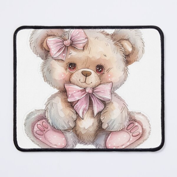 Item preview, Adorable Teddy Bear with Pink Polka Dot Bows Coquette Aesthetic Sticker designed and sold by VectorForge.