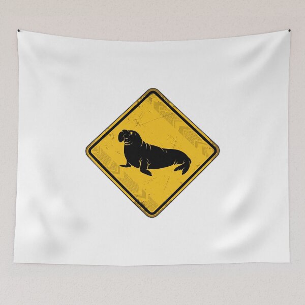 Item preview, Neil the Seal Crossing Yellow Road Sign designed and sold by ryanguas.