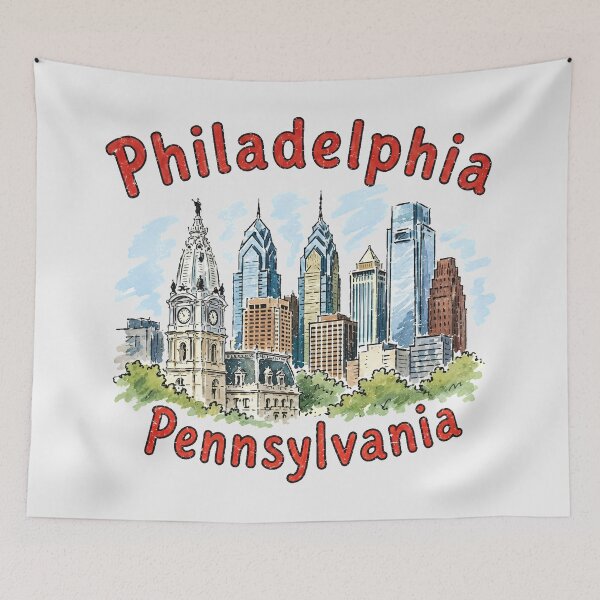Item preview, Philadelphia Pennsylvania Watercolor Colorful Skyline  designed and sold by HowToCanadian.