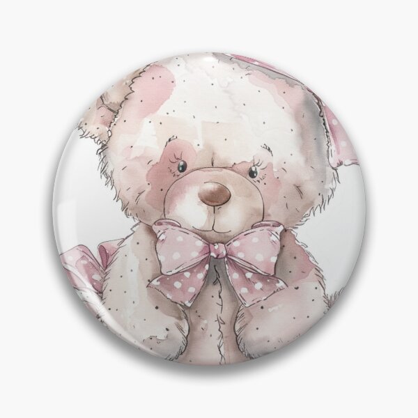 Item preview, Sweet Teddy Bear with Pink Polka Dot Bows Watercolor Illustration Sticker designed and sold by VectorForge.