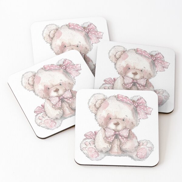 Item preview, Sweet Teddy Bear with Pink Polka Dot Bows Watercolor Illustration Sticker designed and sold by VectorForge.