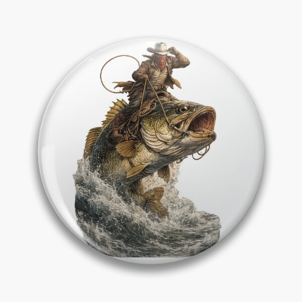 Item preview, Cowboy Riding Giant Bass Fish Wild West Fishing Fantasy Adventure designed and sold by suthee navakul.