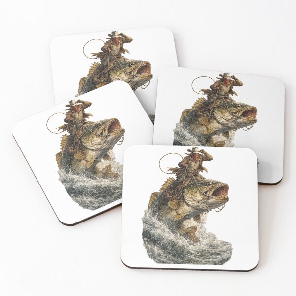 Item preview, Cowboy Riding Giant Bass Fish Wild West Fishing Fantasy Adventure designed and sold by suthee navakul.