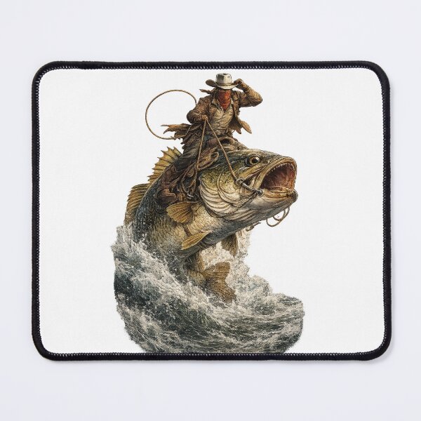 Item preview, Cowboy Riding Giant Bass Fish Wild West Fishing Fantasy Adventure designed and sold by suthee navakul.