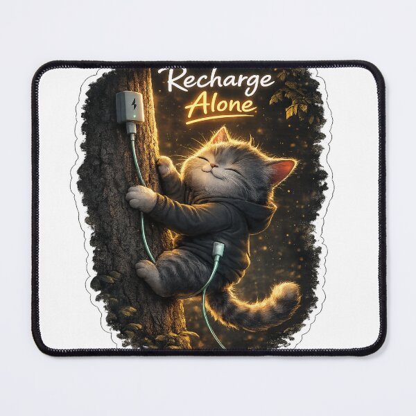 Item preview, Recharge Alone | Cozy Introvert Cat Sticker designed and sold by Genzfirevibes.