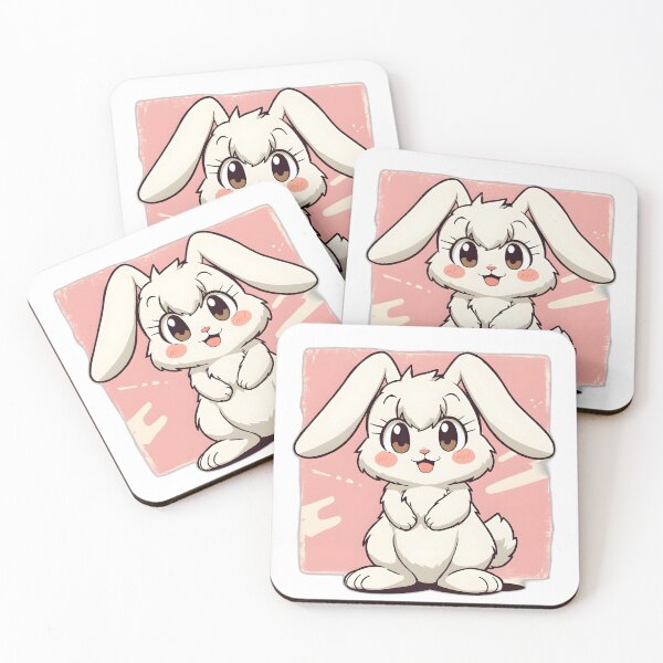 Item preview, Pegatina de conejito kawaii adorable | Ilustración de dibujos animados de un conejo blanco encantador designed and sold by dreamz-world.