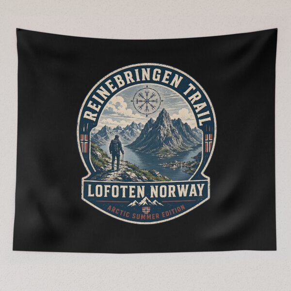 Item preview, Reinebringen Trail Shirt, Lofoten Norway T-Shirt, Norwegian Hiking Tee, Fjord Mountain Shirt, Nordic Travel Gift, Arctic Summer Tee designed and sold by R3X .