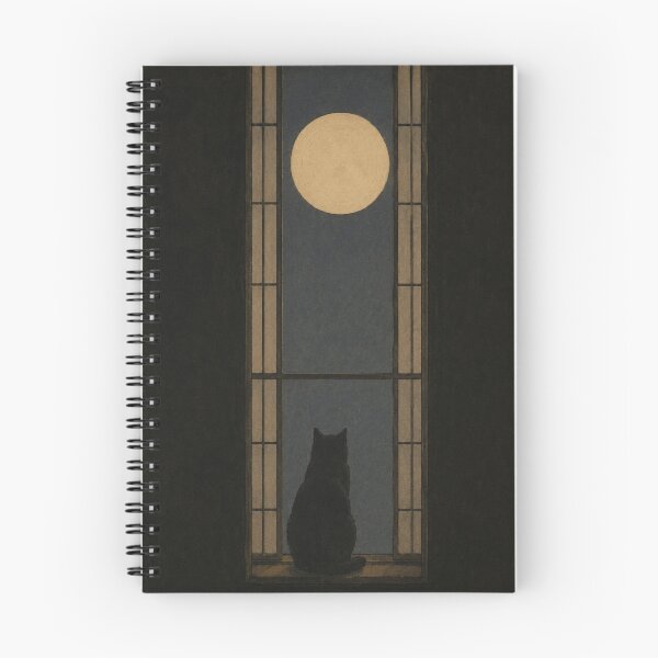 Item preview, Cat at Moonlit Window – Minimalist Japanese Woodblock Style | Edo Cats No. 17 designed and sold by Planthem.