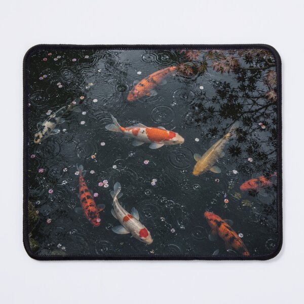 Item preview, Colorful Koi Fish Swimming in a Rainy Japanese Pond | Zen Garden Photography | Canvas Wall Art designed and sold by ApexAnimal Art.