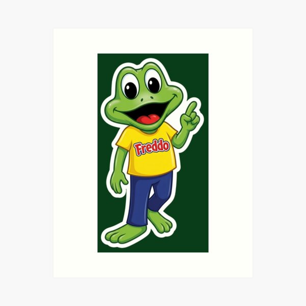 Item preview, Cute Green Freddo Frog Mascot Cartoon Sticker – Happy Amphibian Character Art designed and sold by Bhaskar Digital Art.