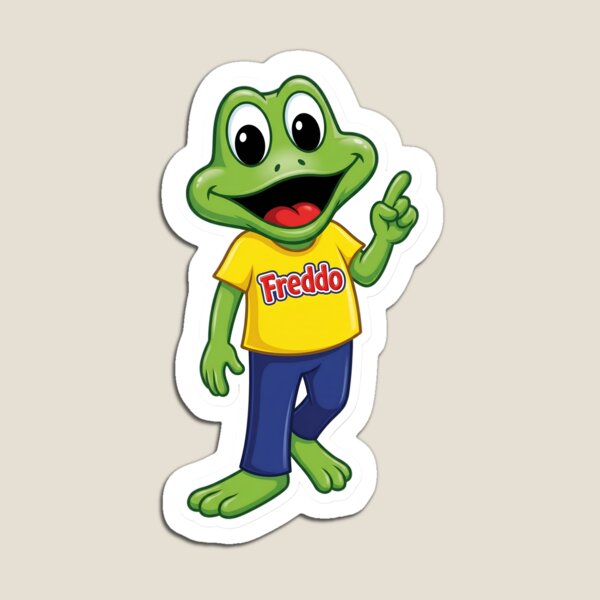 Item preview, Cute Green Freddo Frog Mascot Cartoon Sticker – Happy Amphibian Character Art designed and sold by Bhaskar Digital Art.