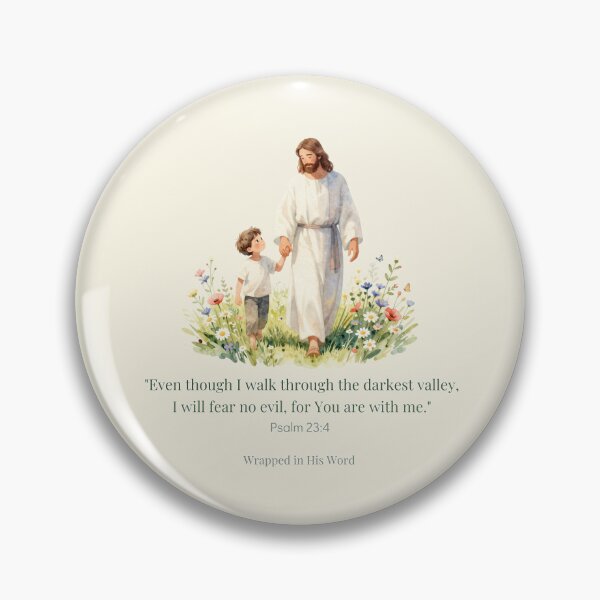 Item preview, Jesus Walks With a Little Boy | Psalm 23:4 Watercolor designed and sold by BCapybara.