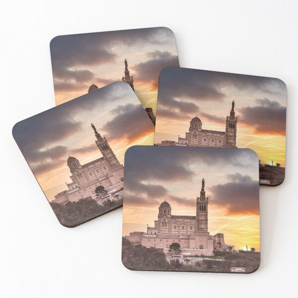 Item preview, Notre-Dame de la Garde basilica at sunset with dramatic stormy sky, Marseille, France designed and sold by Nafid_Photographie.